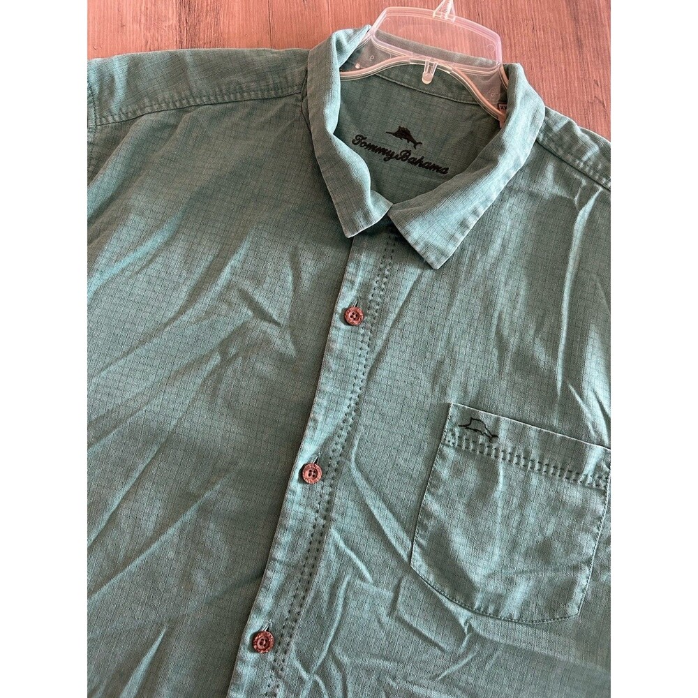 Tommy Bahama Button Up 100% Silk Shirt Mens Size XXL Turquoise Green Hawaiian